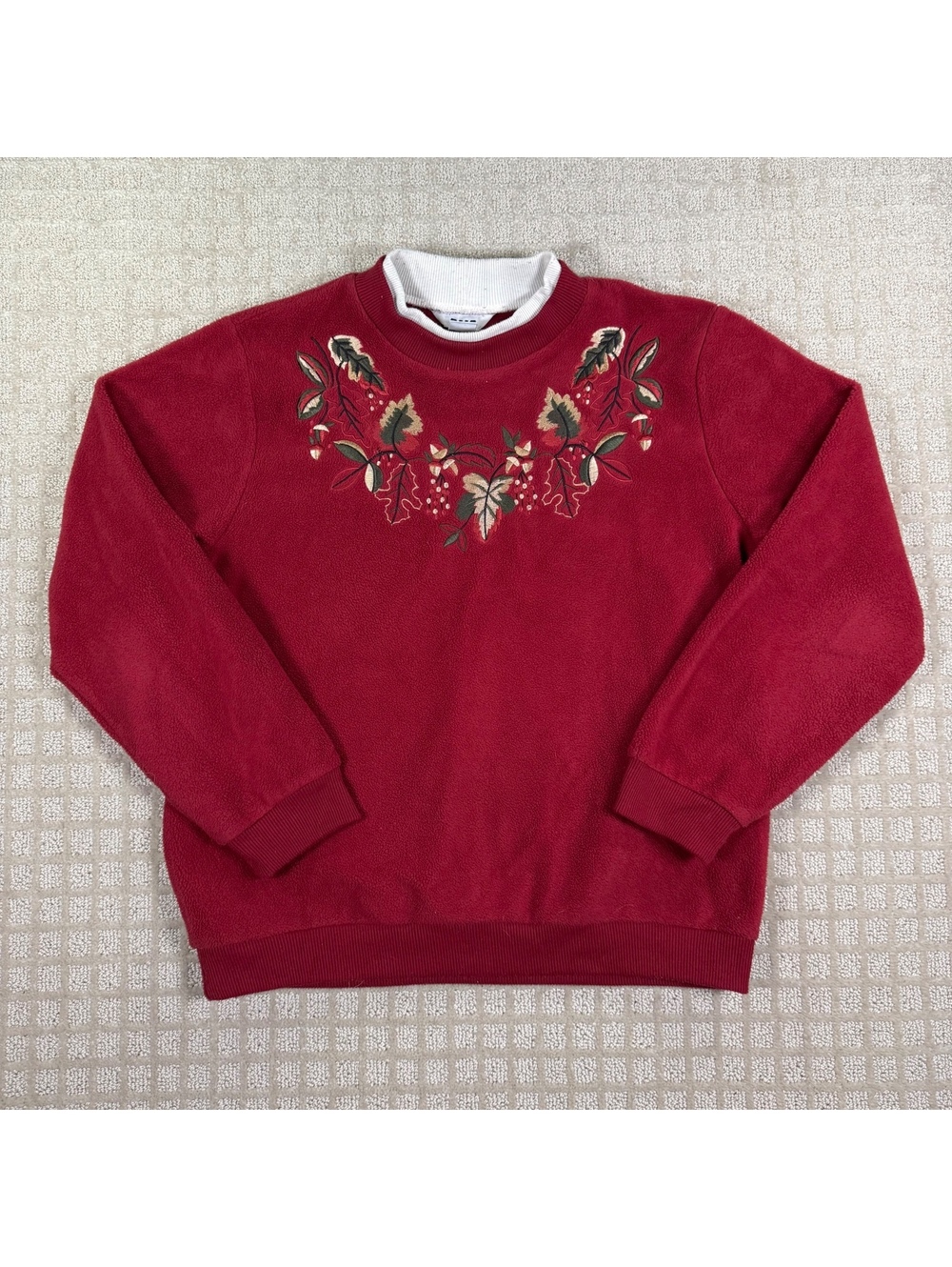 Alia Embroidered Fleece Sweatshirt Red Women’s 12